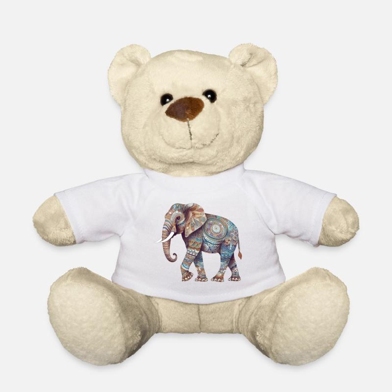 Bunter Mandala Elefant - Teddy - Weiß