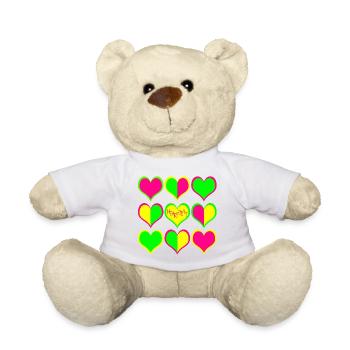 Neon Herzen Muster HeartBeat - Teddy - Weiß - Vorne