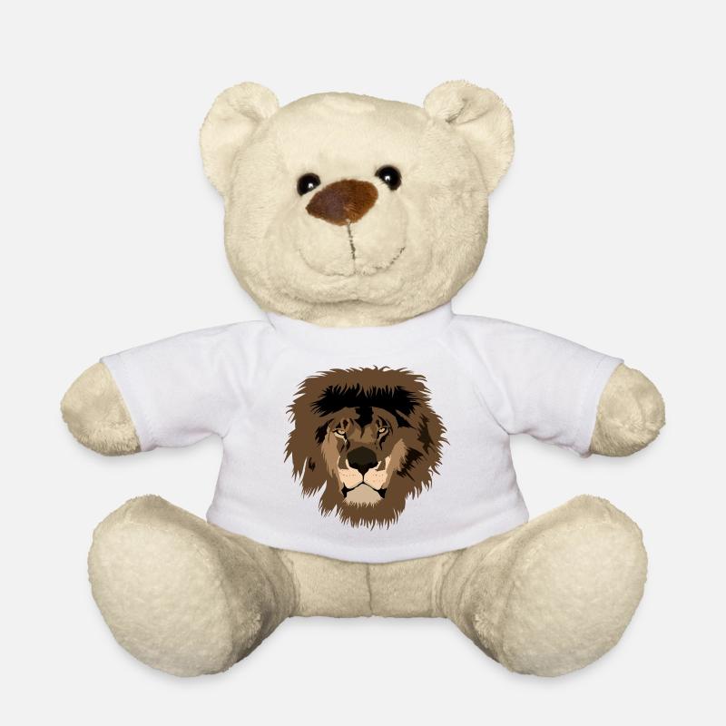 Löwenkopf-Illustration mit wilder Mähne - Teddy - Weiß