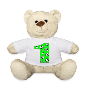 Zahl 1 - NUMMER EINS - FUSSBALL - Teddy - Weiß - Vorne