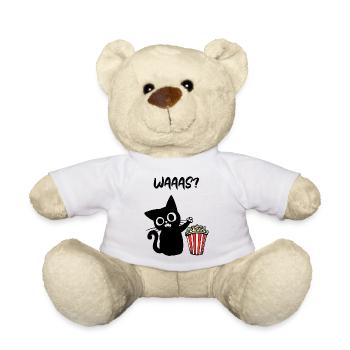 Movies Popcorn Cat Binge Watching Saying Cineaste - Teddy Bear - white - Front