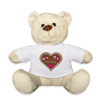 "Jahrmarkt-Liebe" - Schmusekatze pink - Teddy - Weiß - Vorne
