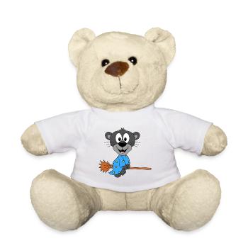 HEXENBESEN - FLIEGEN - HEXE - PANTER - TIER - Teddy - Weiß - Vorne