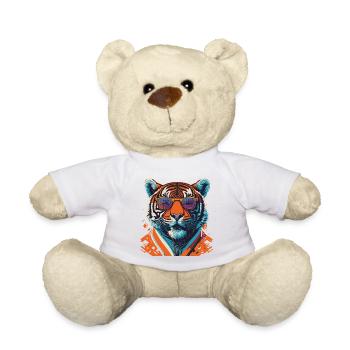 Wild und furchtlos: Retro Tiger T-Shirt - Teddy - Weiß - Vorne