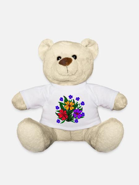 bunte Blume Blütenmuster Blumenranke Blüte floral - Teddy - Weiß