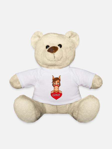 LIEBE - HERZ - PFERD - PONY - REITEN - TIER - KIND - Teddy - Weiß