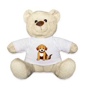 Hund Braun sitzend - Teddy - Weiß - Vorne