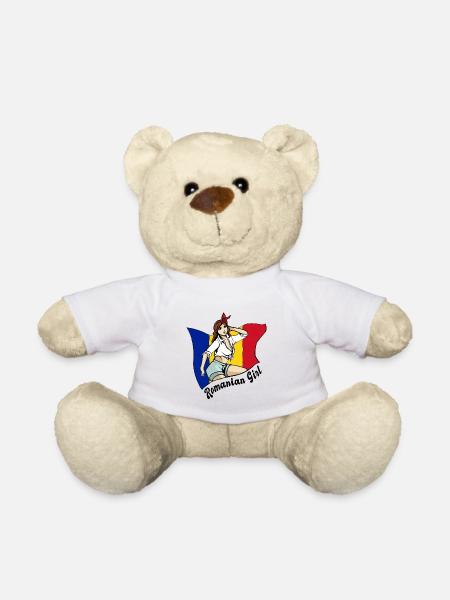 Design de drapeau pour fille roumaine - Nounours - blanc
