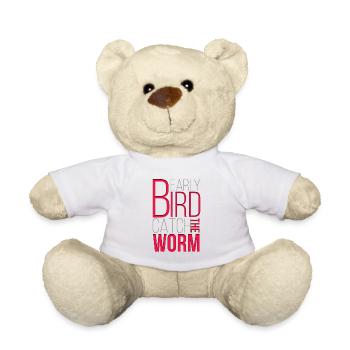 funny early bird pet parakeet parakeet owl gift - Teddy Bear - white - Front