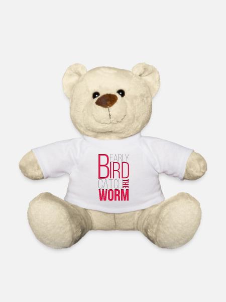 funny early bird pet parakeet parakeet owl gift - Teddy Bear - white
