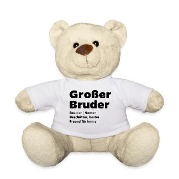 Geschwister Statement Großer Bruder Bruderherz - Teddy - Weiß - Vorne