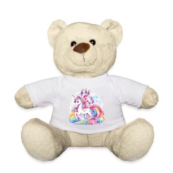 Einhorn Regenbogen Schloss Bunt Magie Fantasie - Teddy - Weiß - Vorne