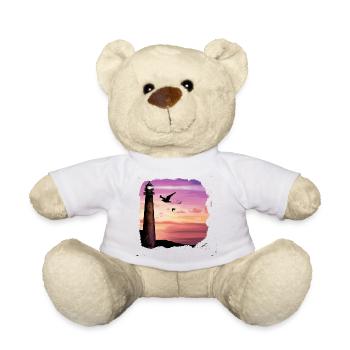 Sunset Lighthouse Ocean Art - Teddy - Weiß - Vorne