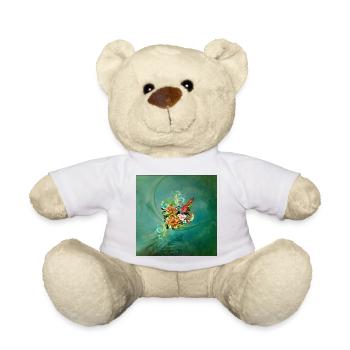 Wunderschöne elegante Blumen mit Vogel. - Teddy - Weiß - Vorne