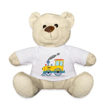 Children's train railway yellow - Teddy Bear - white - Front