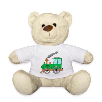 Children's train railway green - Teddy Bear - white - Front