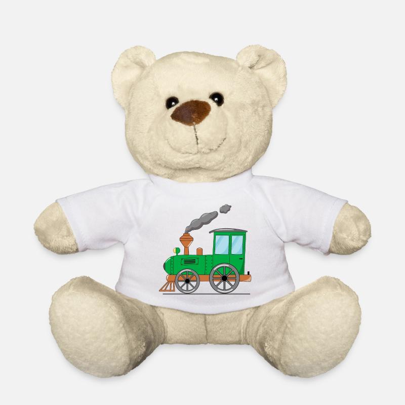 Kinderzug Eisenbahn grün - Teddy - Weiß