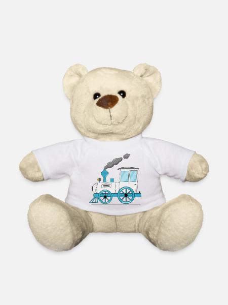 Children's train railway white - Teddy Bear - white