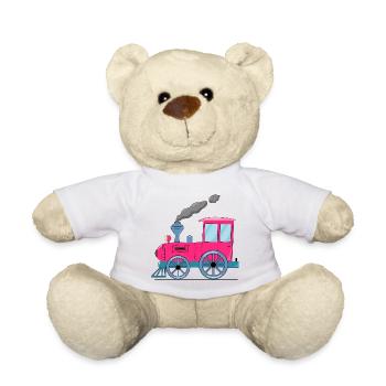 Children's train railway pink - Teddy Bear - white - Front