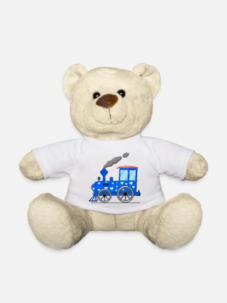 Train pour enfants bleu avec des cœurs - Nounours - blanc