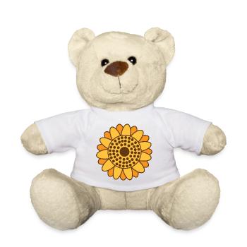 Sunflower - Large Yellow Orange Sunflower - Teddy Bear - white - Front