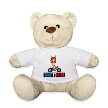 TIME TO RIDE - PFERD - PONY - MOTORRAD - BIKER - Teddy - Weiß - Vorne