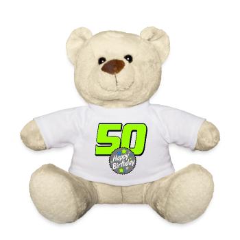 50th Birthday , 50 Years , 50 Happy Birthday (25) - Teddy Bear - white - Front