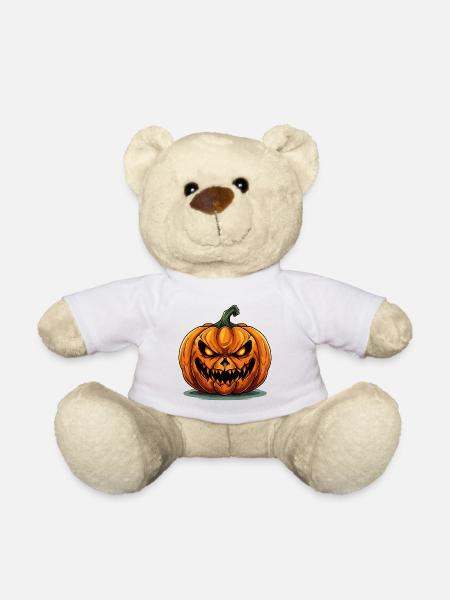 Halloween Kürbis Kopf Gruselig Gespenstisch Horror - Teddy - Weiß