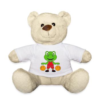 BASKETBALL - SPORT - DINO - DINOSAURIER - KINDER - Teddy - Weiß - Vorne