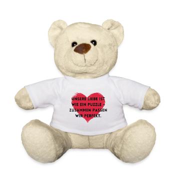 Unsere Liebe ist wie ein Puzzle - zusammen passen - Teddy - Weiß - Vorne