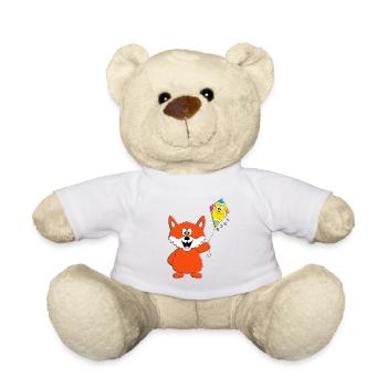 DRACHE - KITE - DRACHENSTEIGEN - FUCHS - TIER - Teddy - Weiß - Vorne