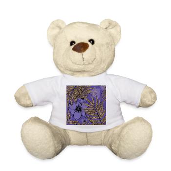 Tropical Flowers and Leaves - Teddy Bear - white - Front