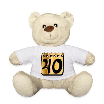 Zahl Vierzig - 40. Geburtstag - Teddy - Weiß - Vorne