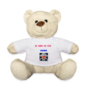 Pompier en feu - Nounours - blanc - Devant