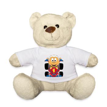 RENNFAHRER - RENNWAGEN - AUTO - SCHAF - TIER - Teddy - Weiß - Vorne