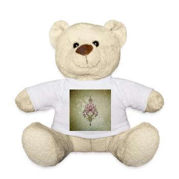 Symbole de fleur de lotus fantaisie art ligne flore - Nounours - blanc - Devant