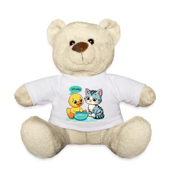 Skurrile Enten- und Katzenspielszene - Teddy - Weiß - Vorne