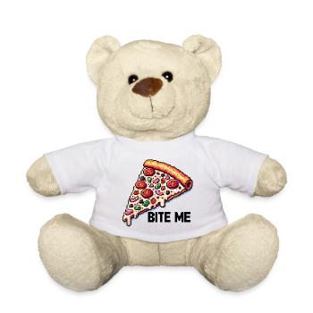 Bite me Pizza - Teddy Bear - white - Front