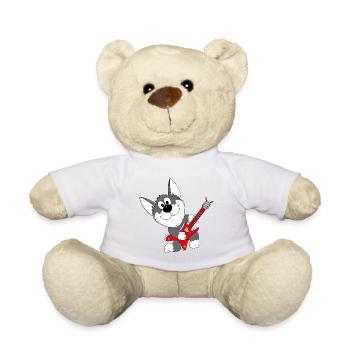 GITARRE - MUSIK - HUND - SCHLITTENHUND - HUSKY - Teddy - Weiß - Vorne