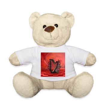 Wonderful harp with colorful flowers. - Teddy Bear - white - Front