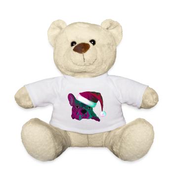 Bouledogue néon avec le Père Noël - Nounours - blanc - Devant