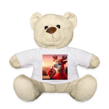 Rentier Alpaka mit Rotwein vor Sonnenuntergang - Teddy - Weiß - Vorne