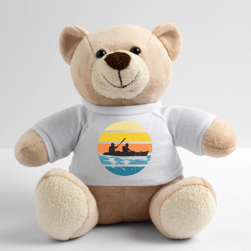 Kayak Duo Sunset Silhouette Circle Teddy Bear