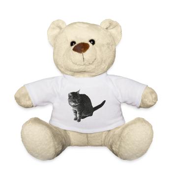Katze sitzend, schwarz-weiß, tabby Motive - Teddy - Weiß - Vorne