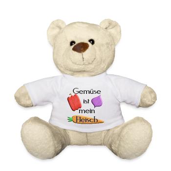 Gemüse - Gemüse ist mein Fleisch -schwarze Schrift - Teddy - Weiß - Vorne