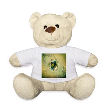 Wunderschönes buntes Pferd mit Blumen - Teddy - Weiß - Vorne