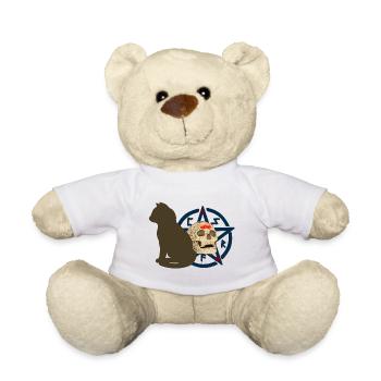Pentagram muster, Katzen design, Menschenschädel - Teddy - Weiß - Vorne