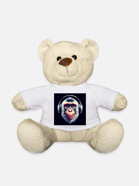 Affe mit Kopfhörer - Teddy - Weiß