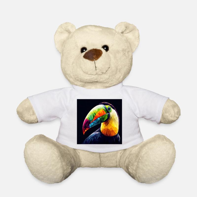 Tukan farbenfroh Polygon Kunst - Teddy - Weiß