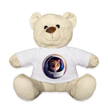 Weltraumkatze im Helm - Teddy - Weiß - Vorne